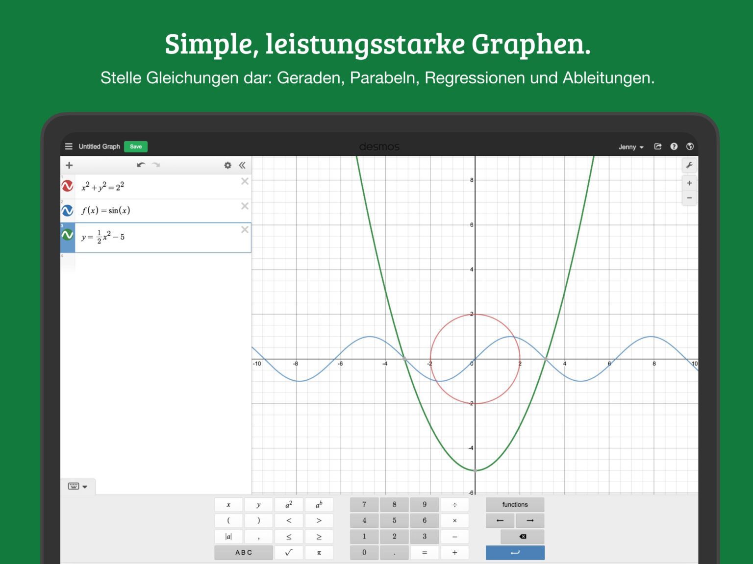 Online funktionsplotter: koordinatensystem online eintragen – Akapv
